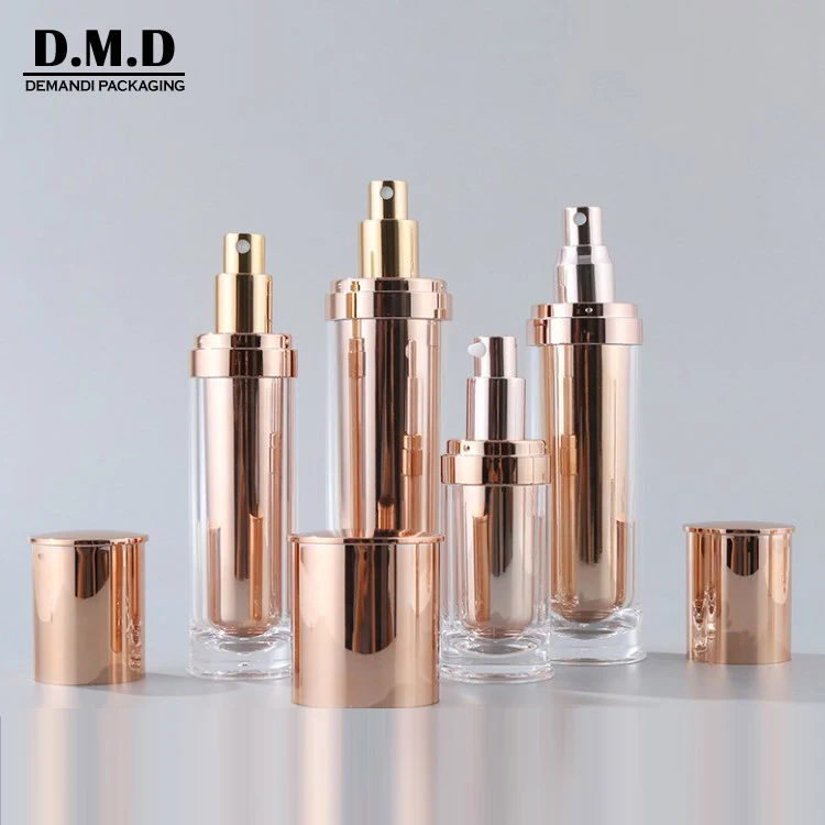 Empty round acrylic bottle cream container 15g 20 ml 30grams 1 oz 50 grams 50ml 80 120ml luxury rose gold cosmetic jar