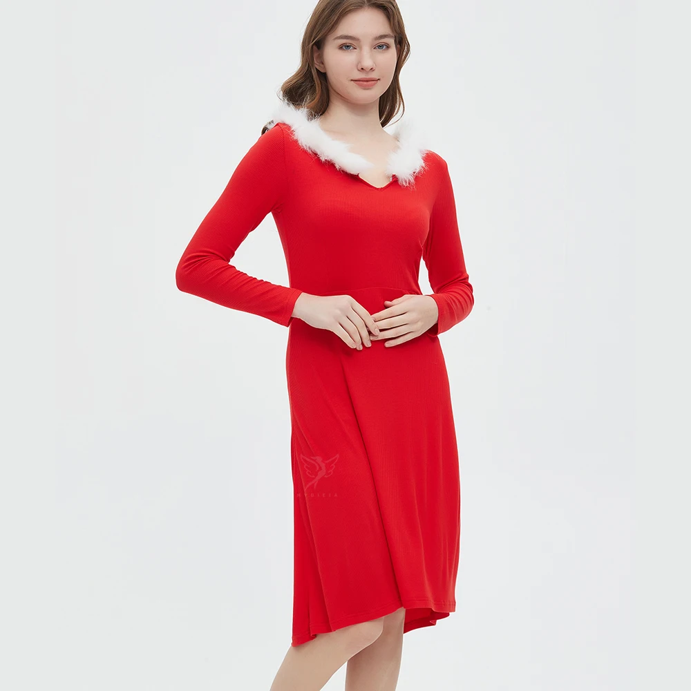 Hygieia Womens Christmas Angel Costume Round Neck Cosplay Uniform Christmas dress With Hat