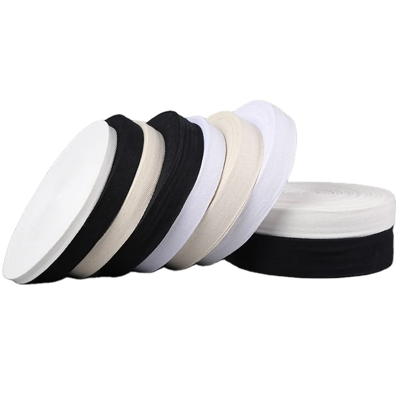 Натуральная 100% хлопчатобумажная лента в елочку с логотипом, тканая лента из хлопчатобумажной ткани