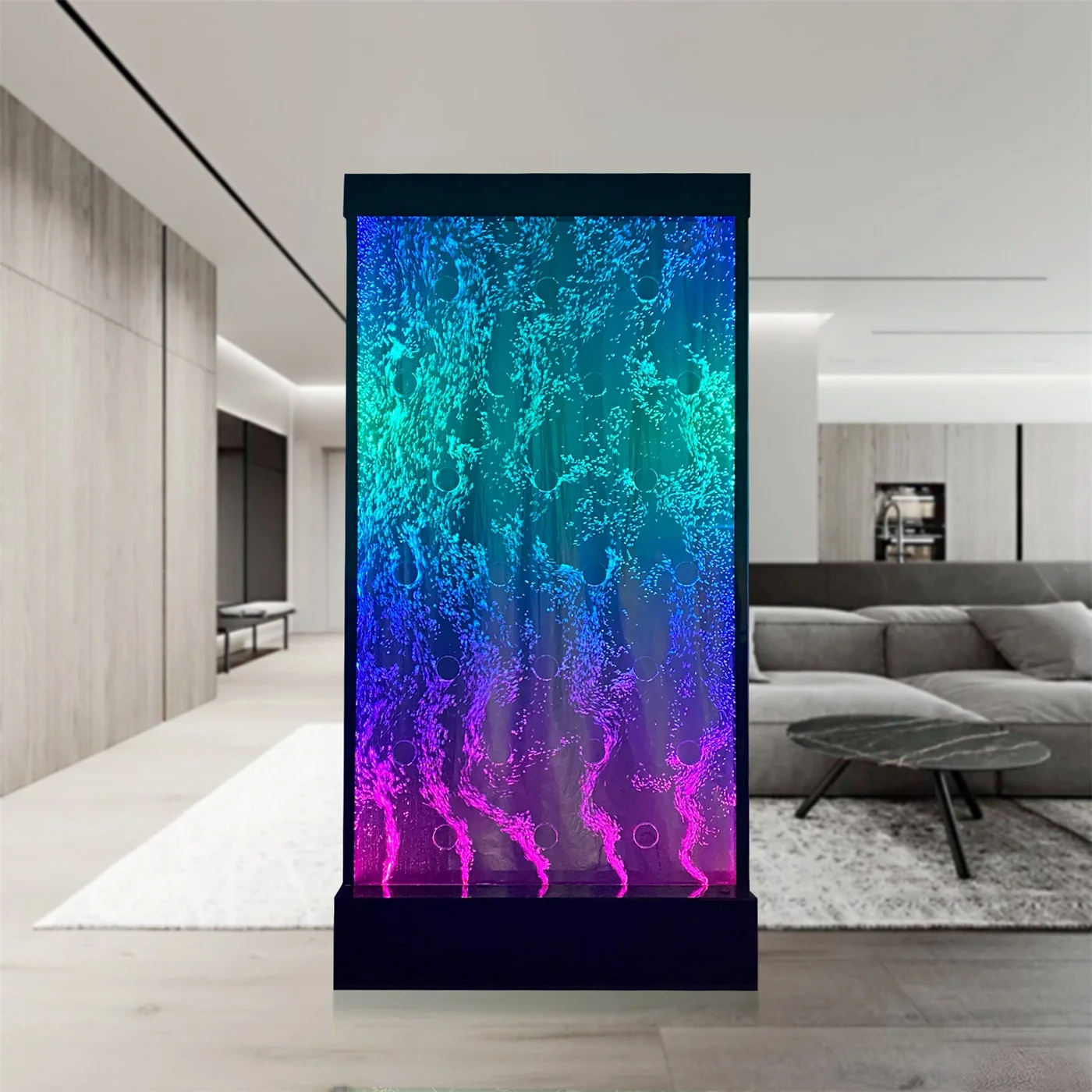 
Custom made floor standing led water bubble wall with company logos 