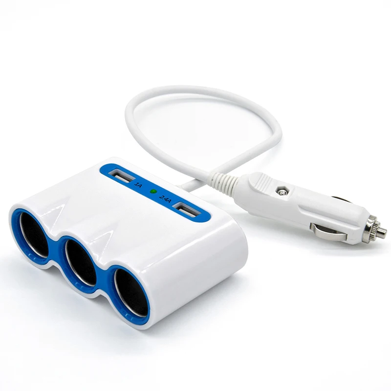 12V 24V Input 120W 3in1 Cigarette Lighter Power Adapter Socket Splitter 5V3.4A 2 USB Car Charger for IPhone IPad DVR GPS Kits