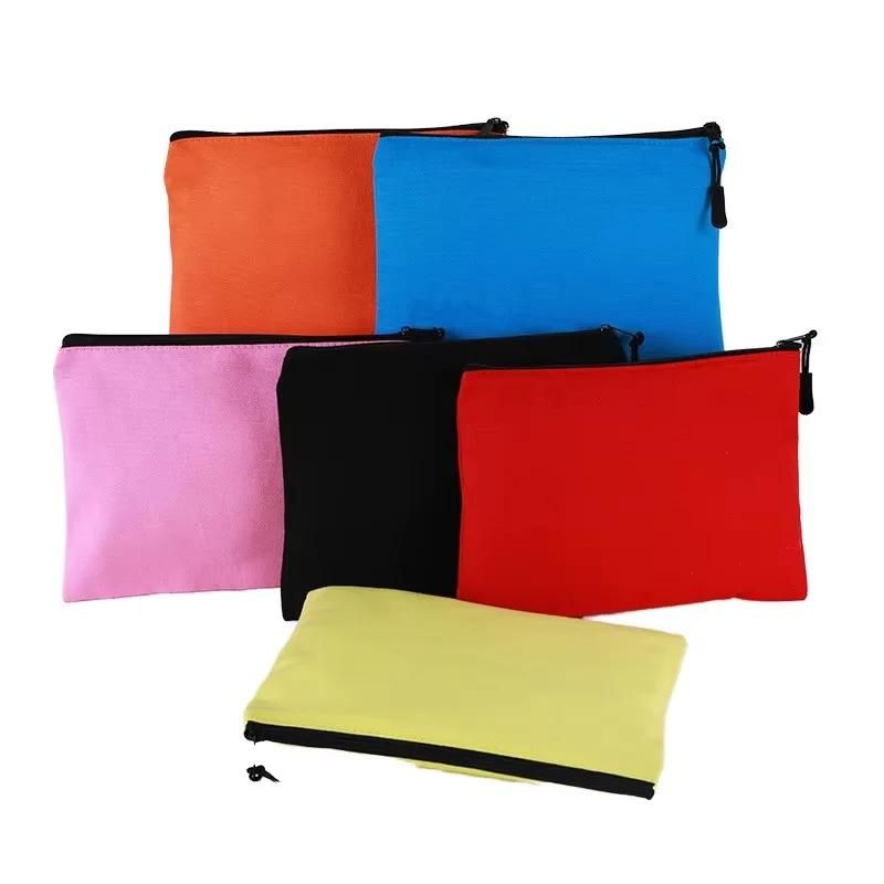 Custom Solid Color Canvas Coin Purse Zipper Mini Pen Key Bag Shopping Portable Storage Handbags Foldable Money Bags