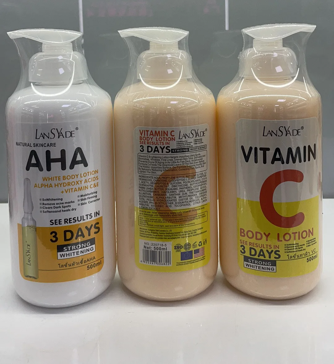 500ml AHA Fruit Body Lotion Skin Brightening Moisturizing Lotion Whitening Body Lotion