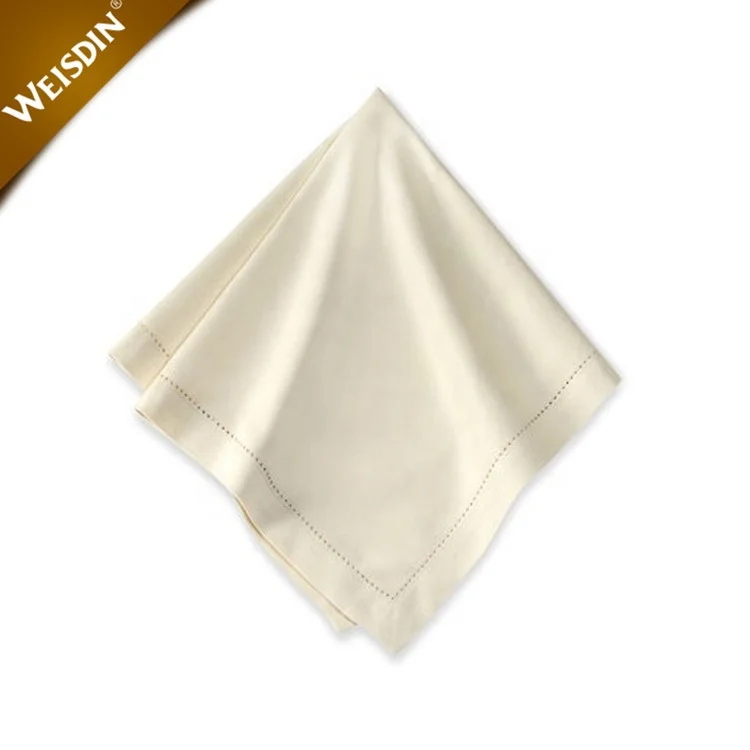 High Quality custom logo white wedding monogrammed hemstitch cotton restaurant cloth napkin