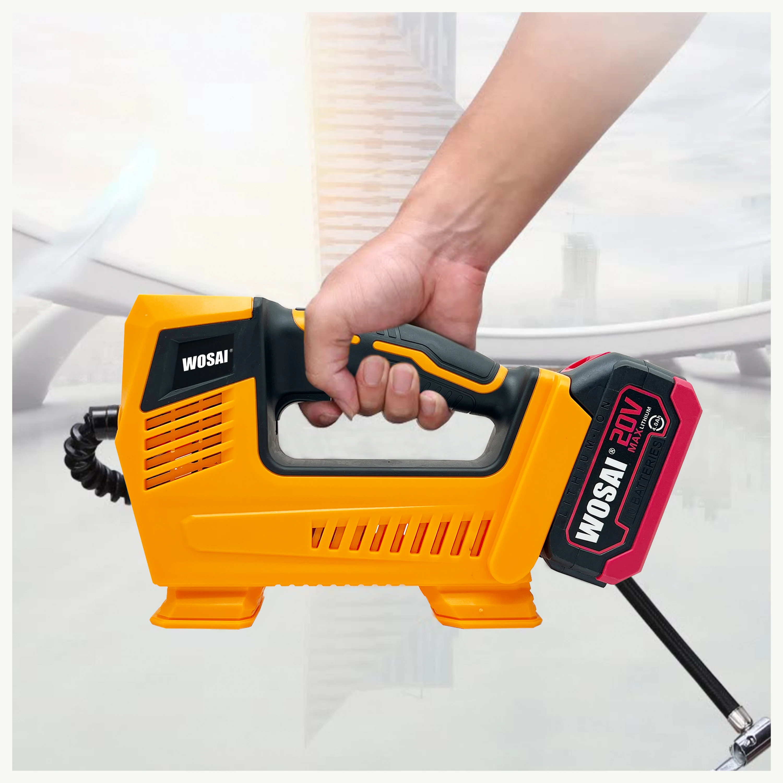 WOSAI Mini Cordless 20V 21V Handheld Tire Inflator Compressor Electrical air Pump for Car