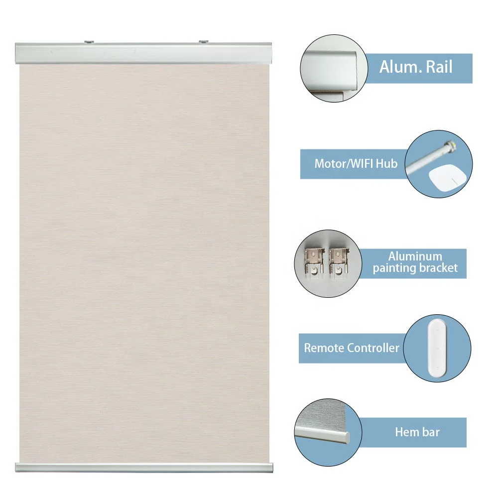 Aluminum Covers Motorised Roller Blinds Shades Smart Fabric Modern Window Cortina Roller Blind