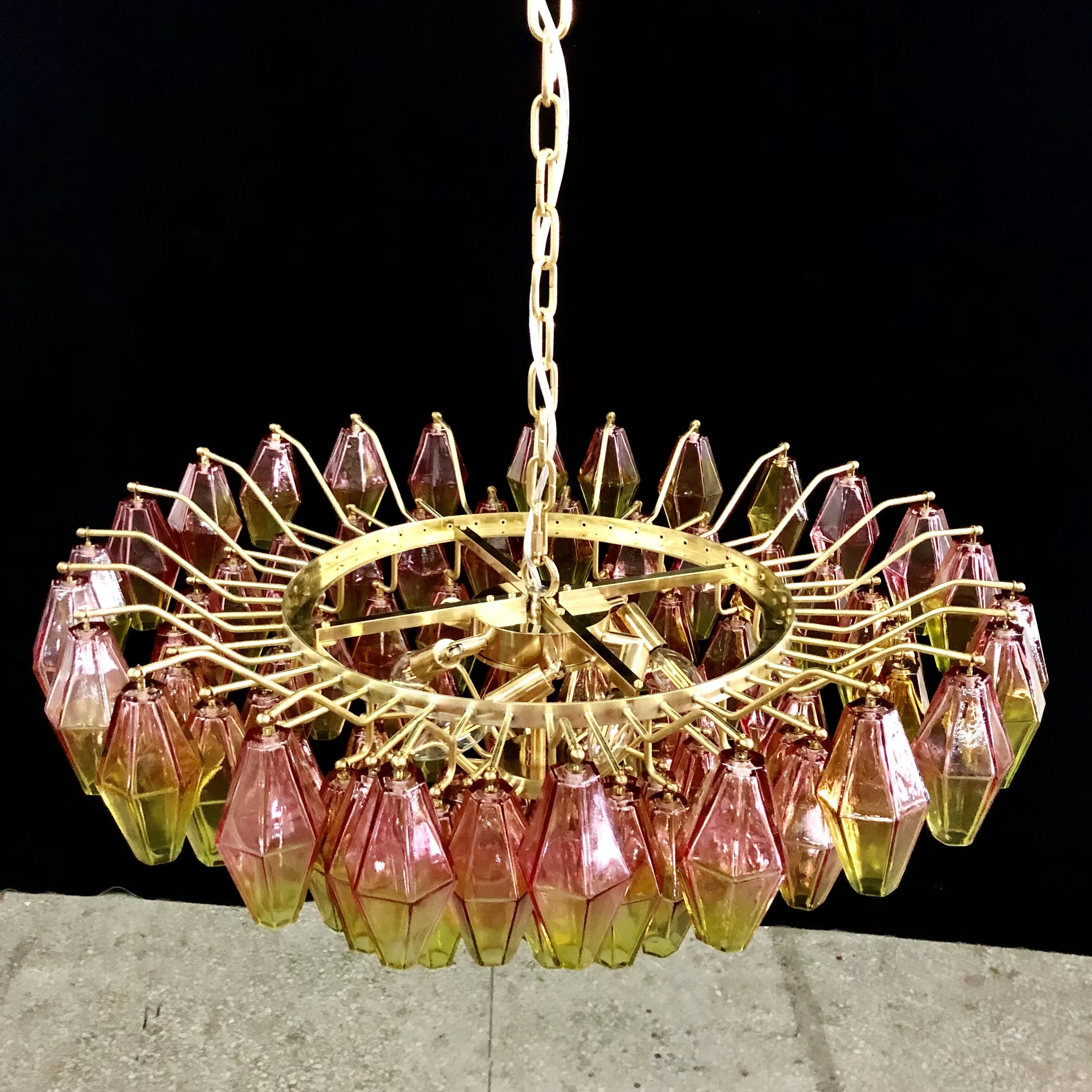 Art Nouveau Handmade Vintage Venini Murano Glass Chandelier Pendants Light Gold Metal frame For Dinning Home decor