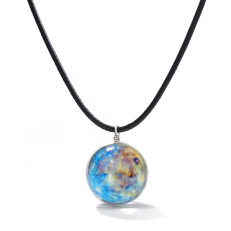 Magic Luminous Starry Necklace Double-sided Glass Ball Pendant Time Gem Universe Luminous Necklace