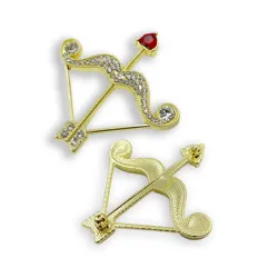 2021 Hot Design bow and arrow shape with Red heart  Diamond  brooches for suit