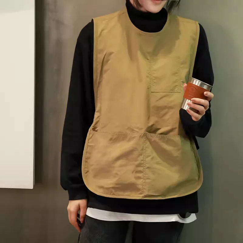 DUOLAI Pockets Design Adjustable Side Parent-child Water-resistant Elastic Dual-piece Protective Vest Work Clothes Cobbler Apron