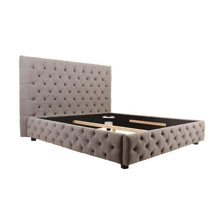 Queen King Size Bed Frame Round twin Tufted Buttons Storage luxury Upholstered Beds Lit Cama dobravel For Bedroom furniture