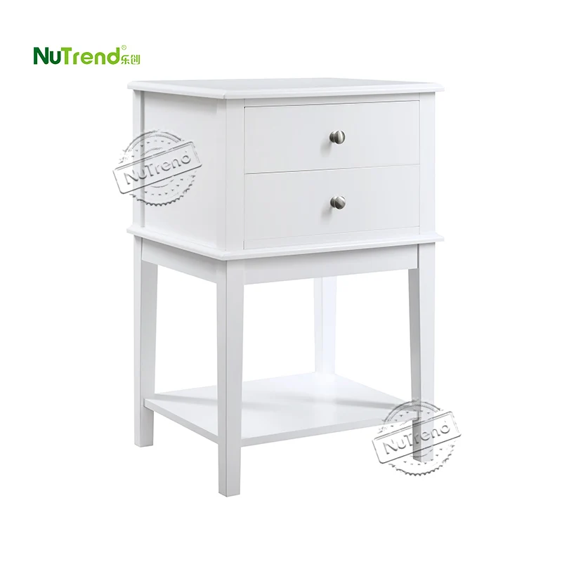 Hot Seller Modern White 2 Drawer Storage Corner Wood End Table Living Room Tall Bed Side Table Bedroom Nightstand