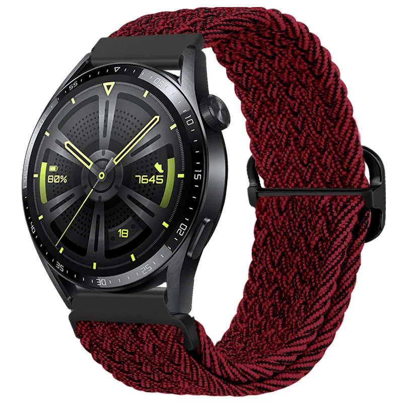 20mm 22mm Quick Release Pin Loop Strap Wristband for Huawei Watch GT3 Adjustable Nylon Braided Elastic Watch Band