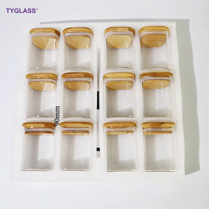 Factory direct sales customizable multi-specification heat resistant Square food storage glass jar with bamboo wooden lid