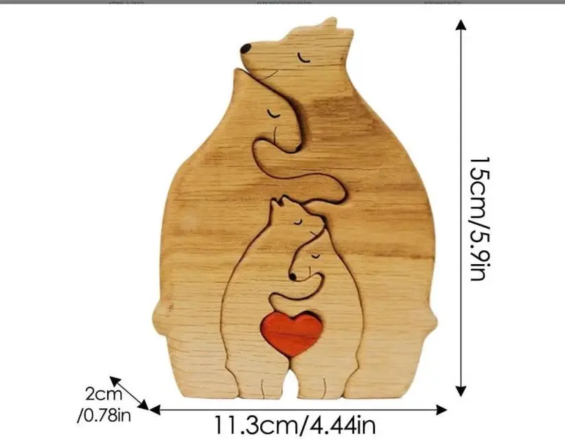 Wooden Bear Family Home Decoration Indoor Table Decor Gift