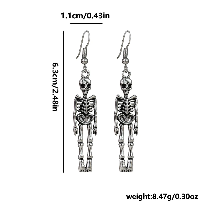 2024 Hot Hip Hop Fashion Jewelry Earrings Simple Halloween Horror Skull Skeleton Hanging Earrings