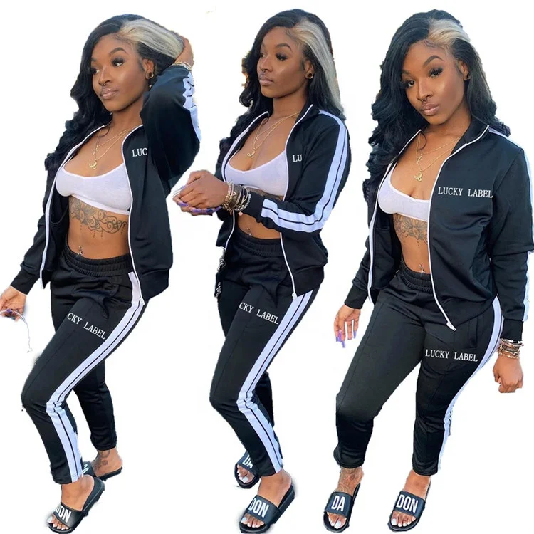 Womens Fall Fashion 2021 Lucky Label Long Sleeve Two Piece Pants Set Sweatsuit