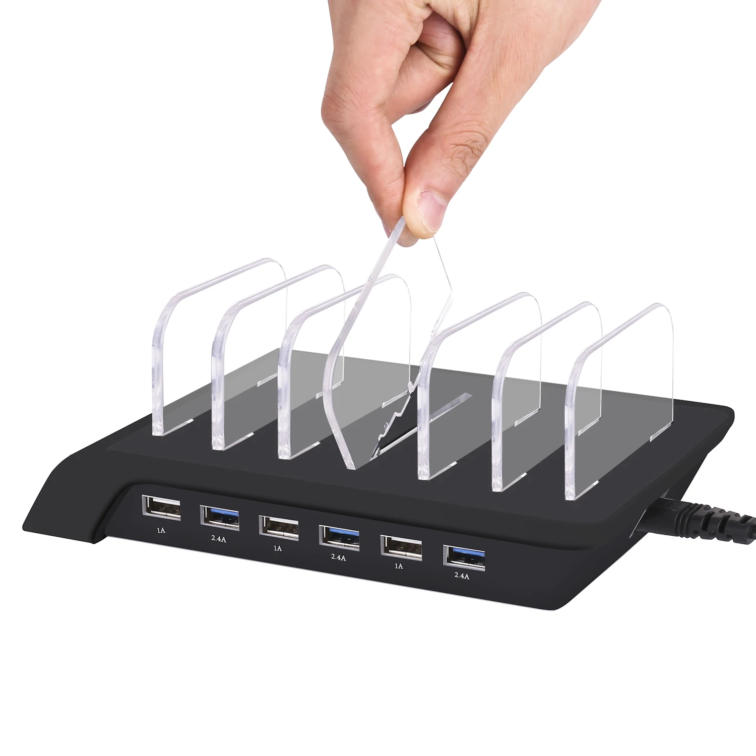 Universal Multi-Port 10.2A 6 Port USB Charging Station Universal Desktop Tablet & Smartphone Multi-Device Hub Charging Dock