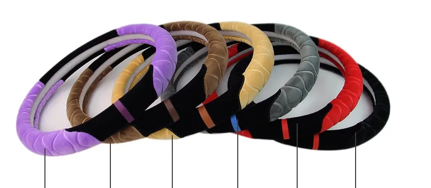 Hot Selling Car Steering Wheel Covers Winter Environmental Plush Embossed Flower Cover