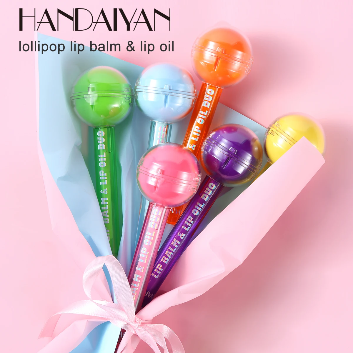 HANDAIYAN Manufacturer Brand Owners Lollipop Moisturizing Lip Balm Lip Oil 2 in 1 Vegan Makeup Cosmetics