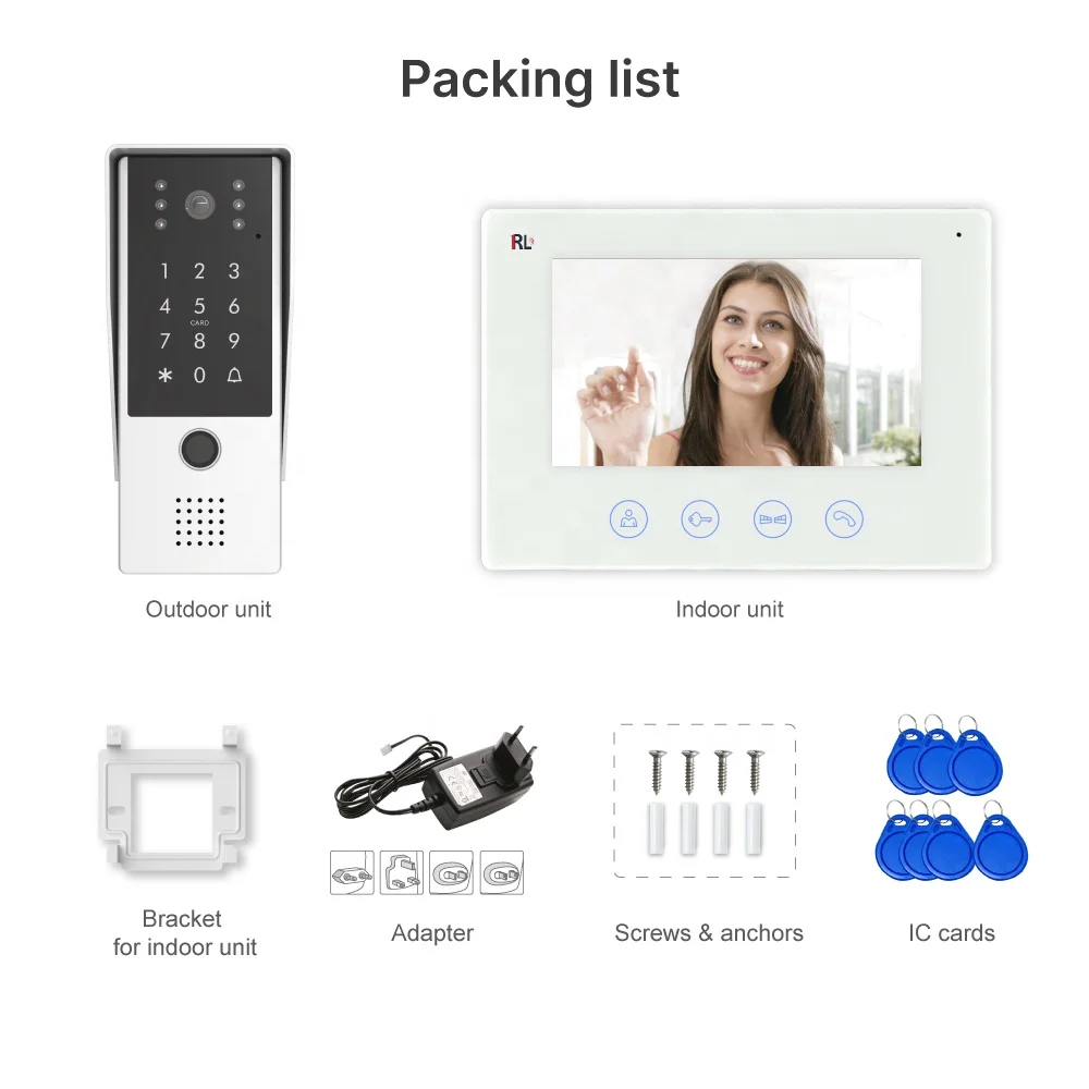 Hot sale video door phone 1080p video doorbell camera wireless  intercom video doorbell wireless with  fingerprint unlock