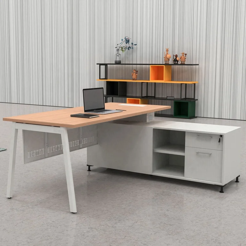 L Shape Director Table With Drawer Office Manager White Executive Office Desk Office Table With Side Table