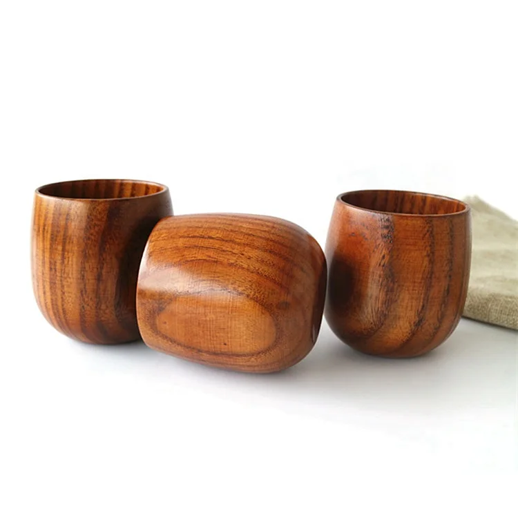 High Quality Handmade Heat-resistant Wooden Coffee Tea Mug Solid Wooden Beer Cup