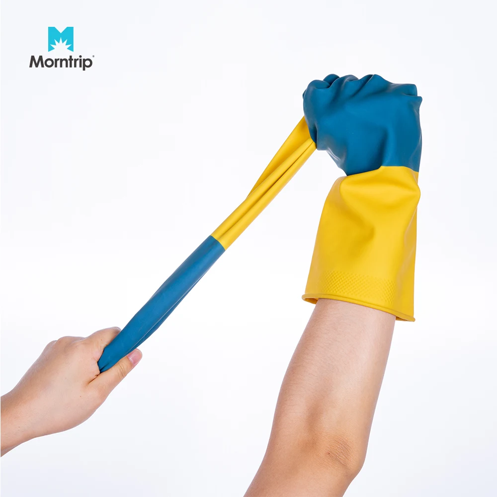 EN388 EN420 EN374 Economy Hot Sale Bi-color Cleaning Usage and Latex Material Household Cheap Latex Glove
