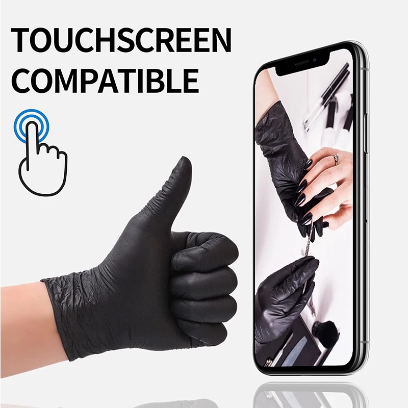 Medical Grade Non-Sterile Black Disposable Textured Nitrile Exam Gloves Powder Free Latex Free