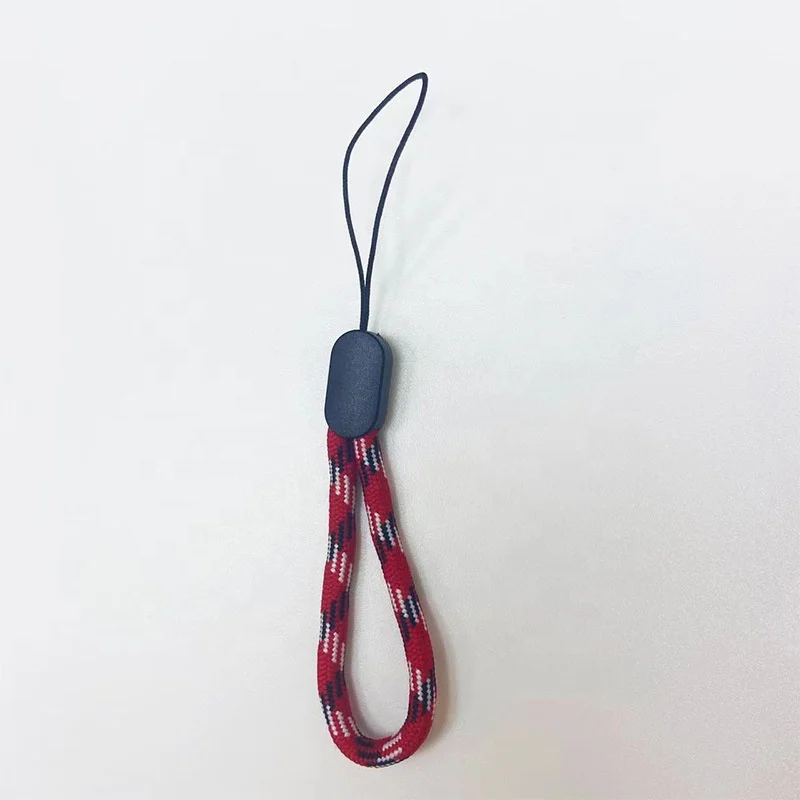 Custom design polyester promotional woven short wrist phone finger strap lanyards for usb flash drive keychain