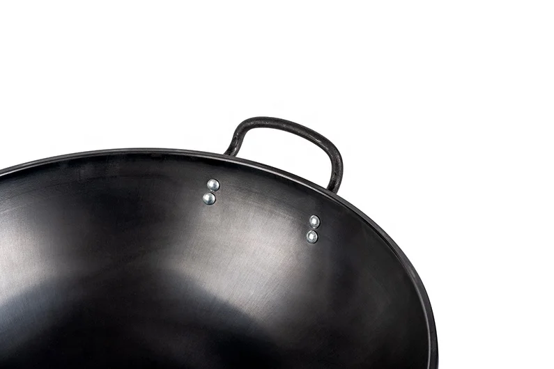 High Quality Full Seasoned Traditional Carbon Steel Wok with Double loop handles
