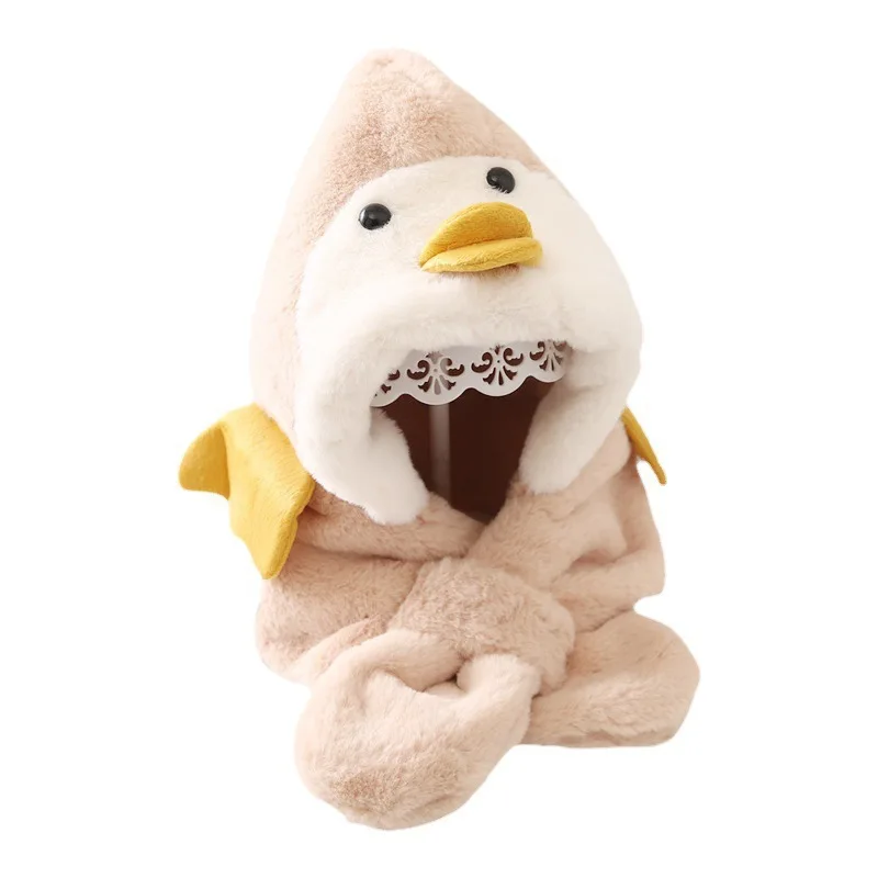 Customized hot sell children penguin scarf cute little yellow duck warm ear protection warm baby hat
