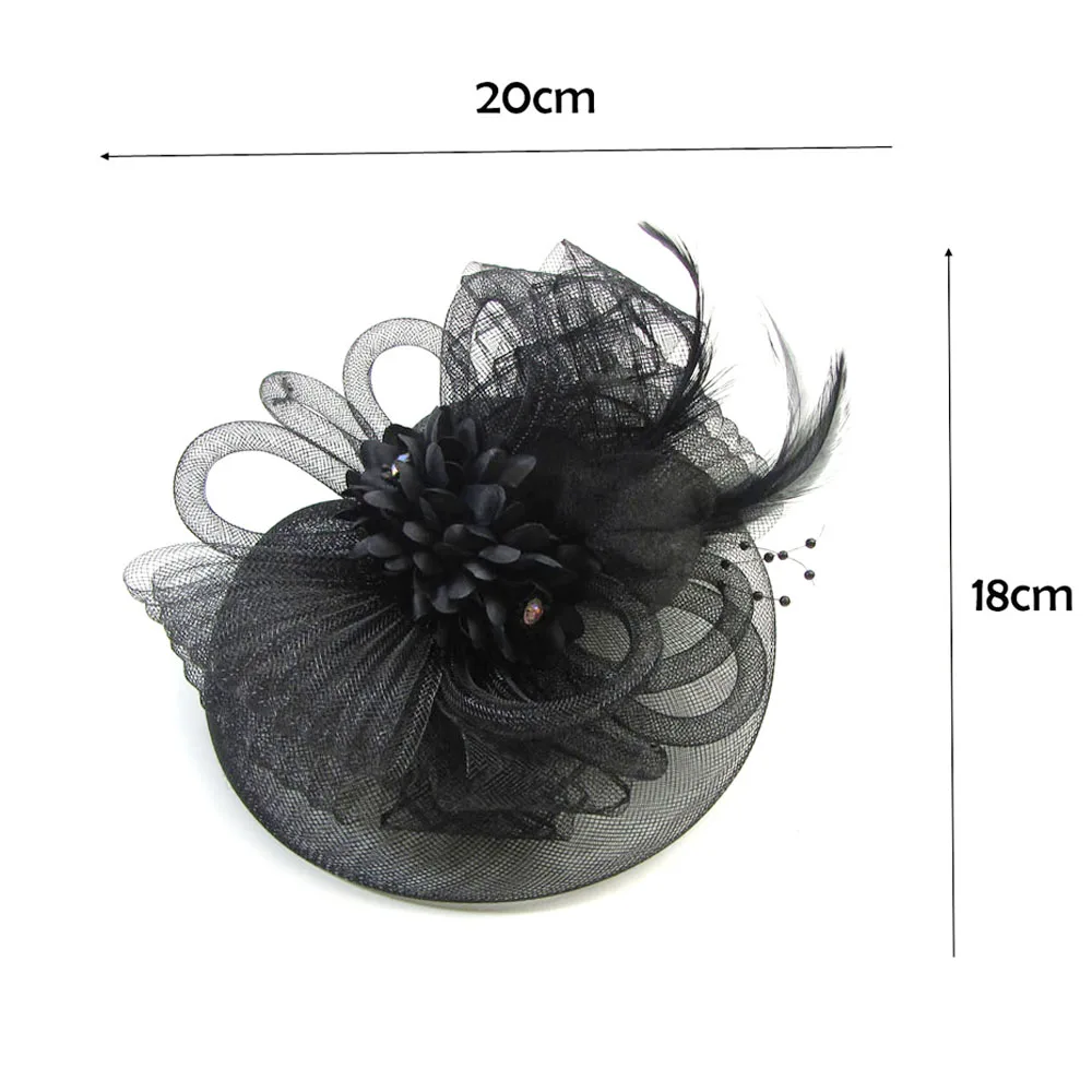 Customize Headwear Decor Hat Bow Flower Feather Veil Fascinator Hair Clips Brooch For Charm Women Rose Color