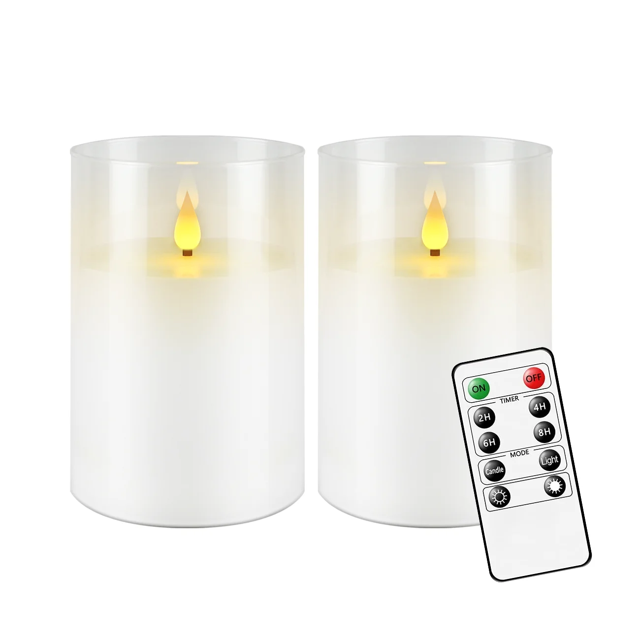 Hot Sale 3D Flameless candle glass Real wax LED Candle with LED Decoration and Remote Control Set of 2