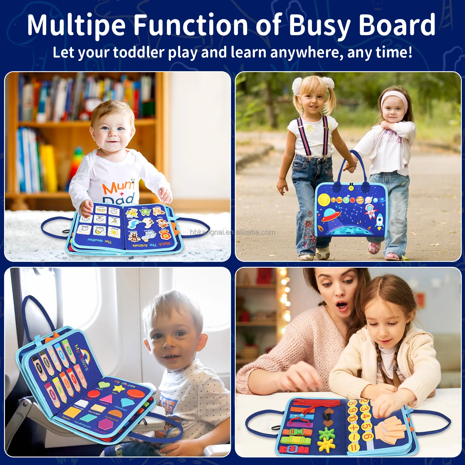 Busy Board Felt for Toddlers 1 2 3 4 Year Old Sensory Activity Board for Learning Toys Travel Toys for Felt busy board