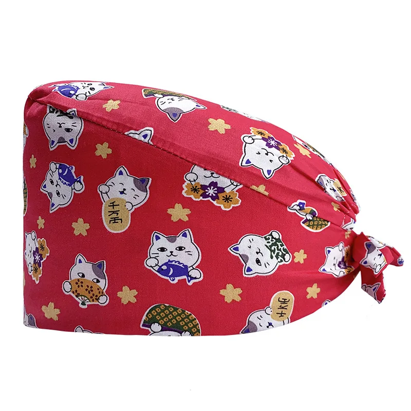 Adjustable cotton dust-proof unisex doctors working caps cartoon design Nurse caps
