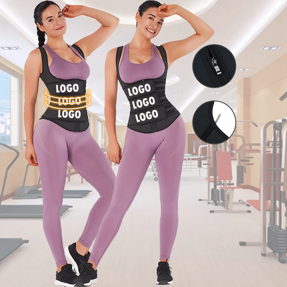 Zipper Design Waist Trainer Vest 2020 Wholesale Latex Waist Trainer Vest with Three Belts Slimming Waist Trimmer