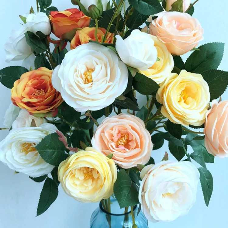 YAYUN KZ-1006 Manufacturers Direct 6 head silk beautiful artificial plastic flower single rose