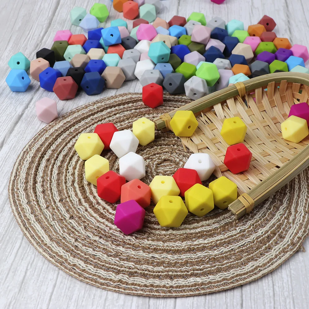 Food Grade  Silicone Beads BAP Free Multi-color Multi-Type Baby Teething  Silicone  Hexagon  Beads