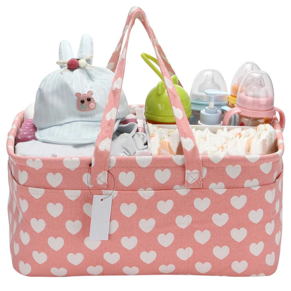 Gray Pentagram Cotton Canvas Diaper Storage Bag Large Capacity Portable Mommy Bag Diaper Basket