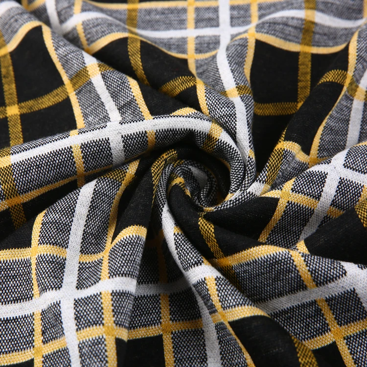 Fashion High Quality TR Polyester Rayon Spandex Knit Yarn Dyed Check Fabric For Fashion Garment