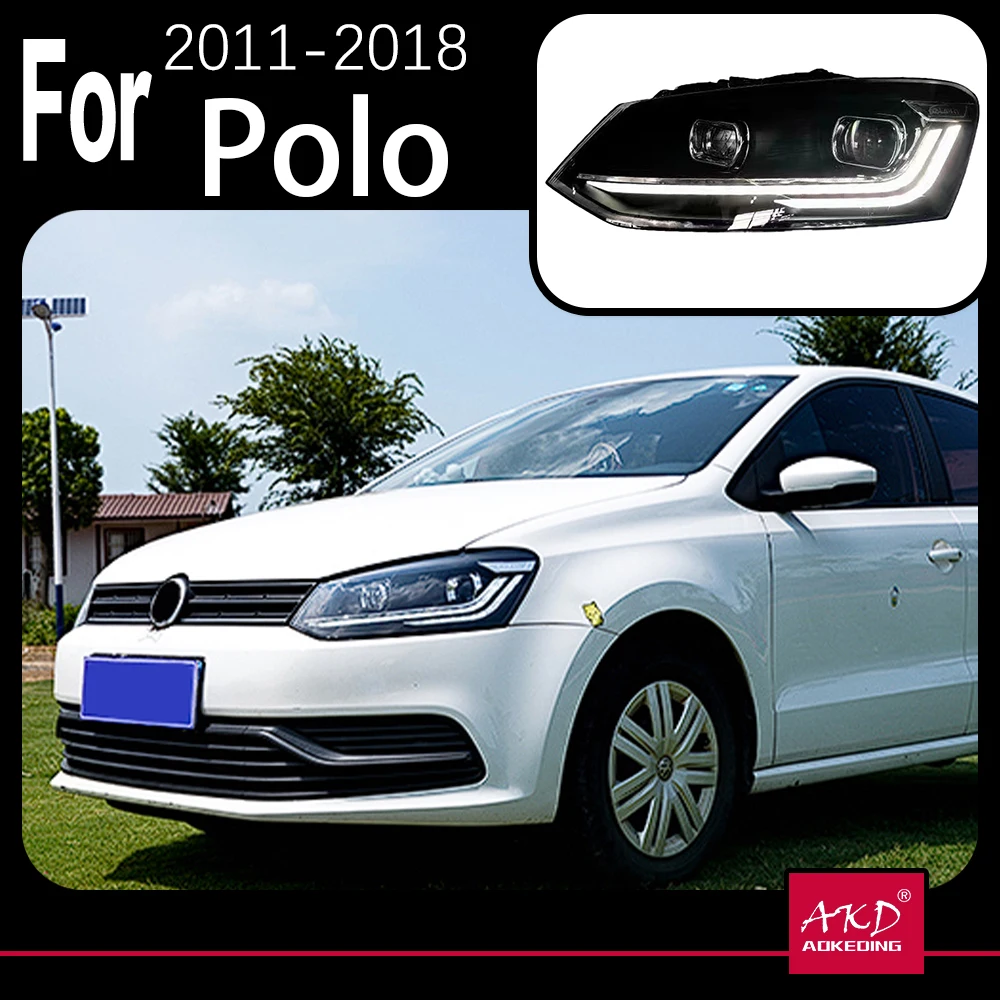 AKD Car Styling  For VW Polo 2011-2018 HeadLight 2022 Style Replacement DRL Daytime lights Lighthouse Projector Facelift