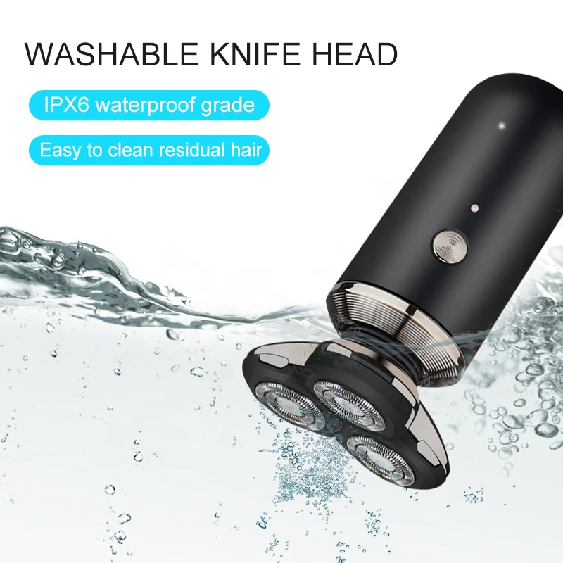 5 in 1 Men Rechargeable Mini Electric Shaver Electric Shaving Beard Machine Razor Strong floating 3 heads Portable Black