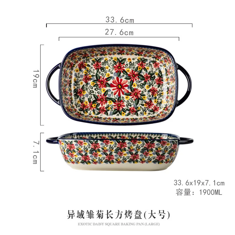 Poland ceramic ovenware foreign trade ceramic dish household oven microwave oven bowl rectangular plate plate large