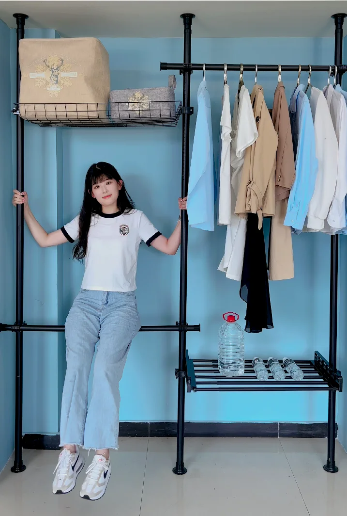 Home Style Bedroom Wardrobe Corner Closet Storage Portable Wardrobe Foldable Metal Wardrobe Cabinet