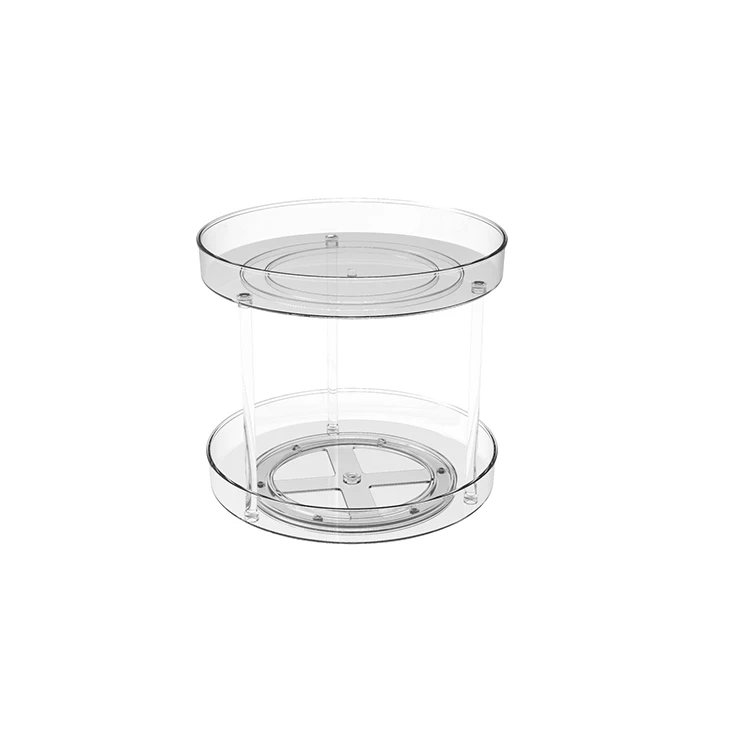 New Hot Items Clear Turntable 2 Tier Lazy Susan Turntable Spice Rack Organizer Rotating