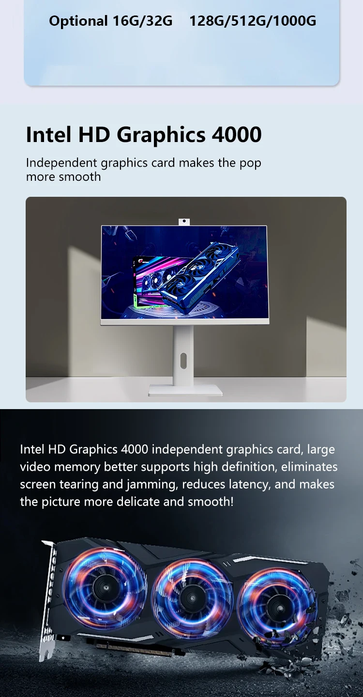 All in One PC AIO Desktops 23.8inch Computer Desktop Core I3 I5 I7 I9 PC Gamer Gaming All In One Computer