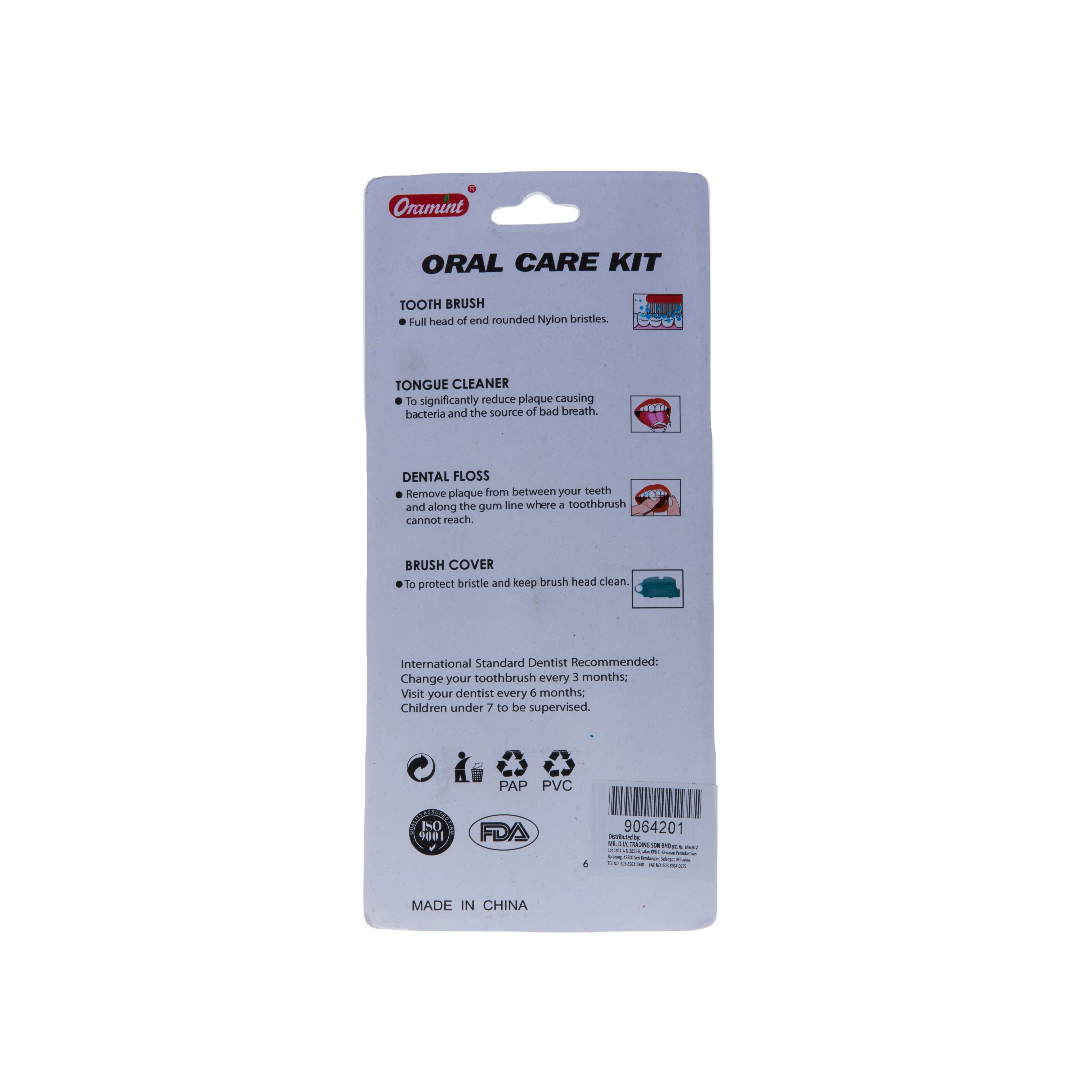 OEM Oral Hygiene Care Kit with Toothbrush and Dental Floss Private Label Box/Carton Packed Toothbrush Shape for Cleaning