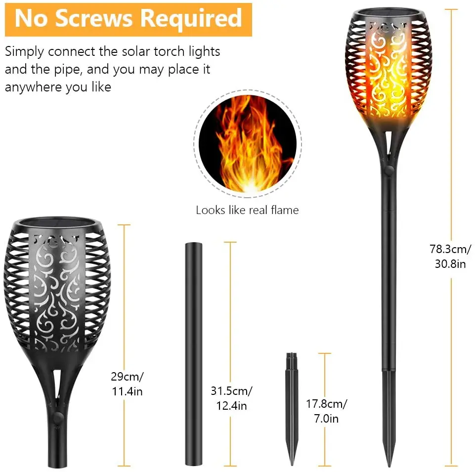 Solar Torch Lights Waterproof Flickering Flame Solar Torches Dancing Flame 96 LED Landscape Decoration Lighting