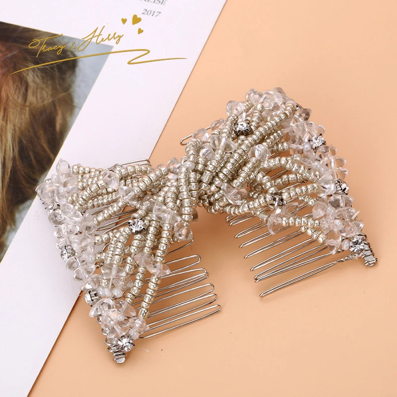 Tracy &Herry New Variety Hair Comb Ladies Bead Hairdresser Horsetail Decoration Hair Comb Pearl Magic Insert Hair Clips Comb